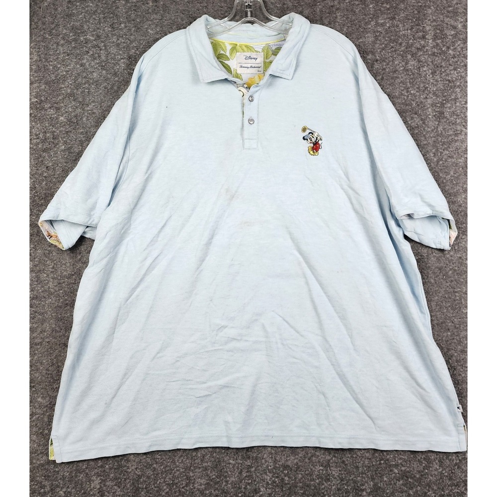 Disney Tommy Bahama Polo Shirt Mens 3XLB Blue Mickey Mouse Golf Tropical Trim